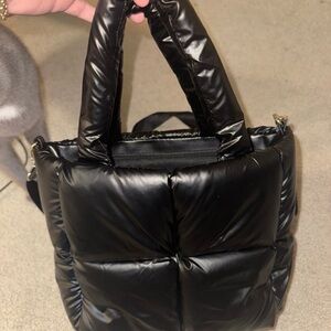 Elegant Black Puffer Tote Bag